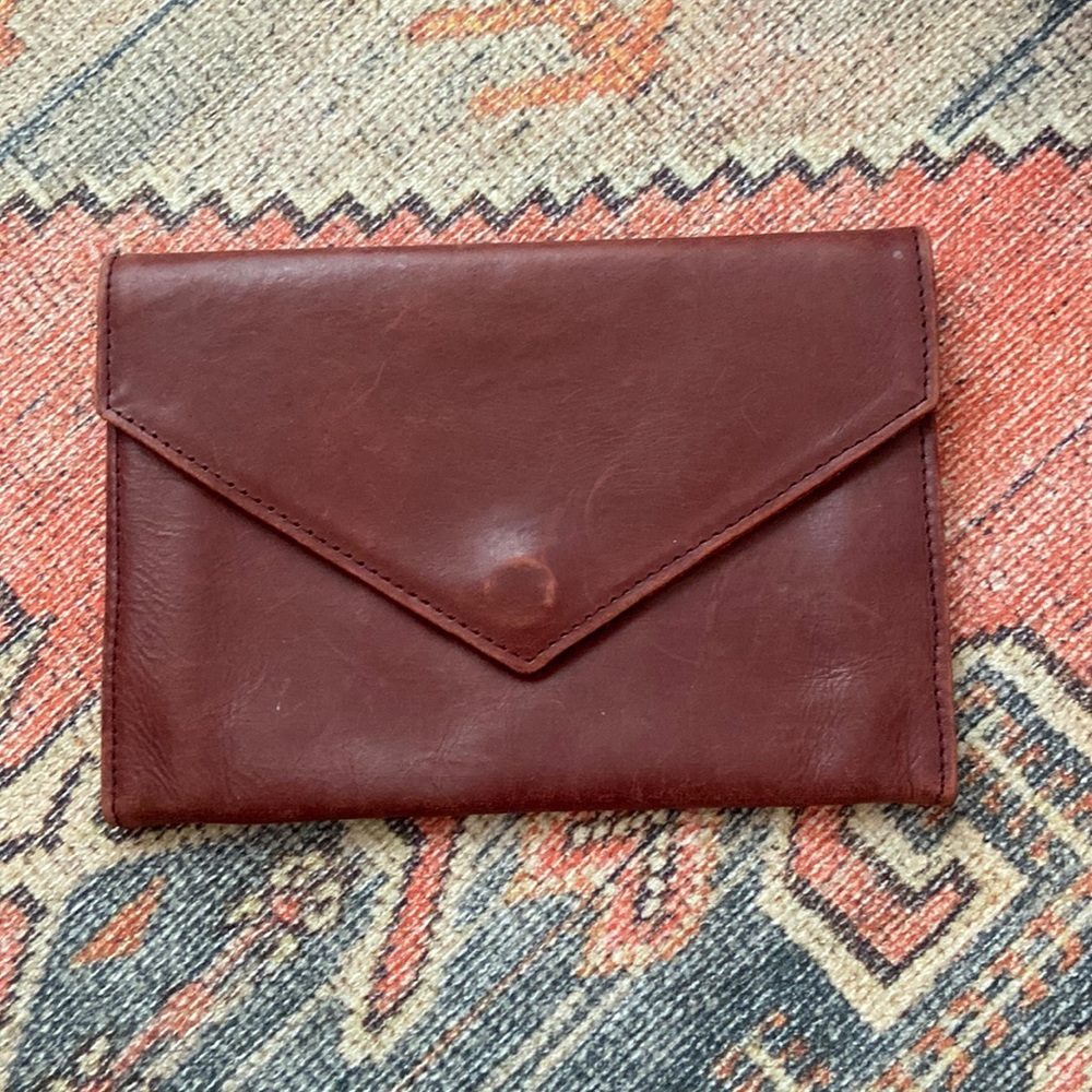 Able Burgundy Leather Clutch